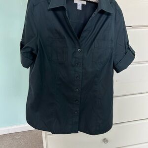 Chico's no iron Black Short Sleeve Button-Up Shirt